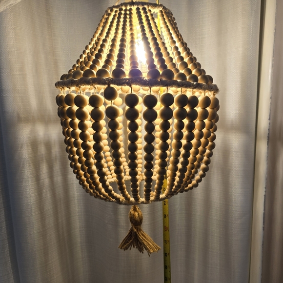 Wood Bead Chandelier Hanging Wall Ceiling Hook Mount Light Electric